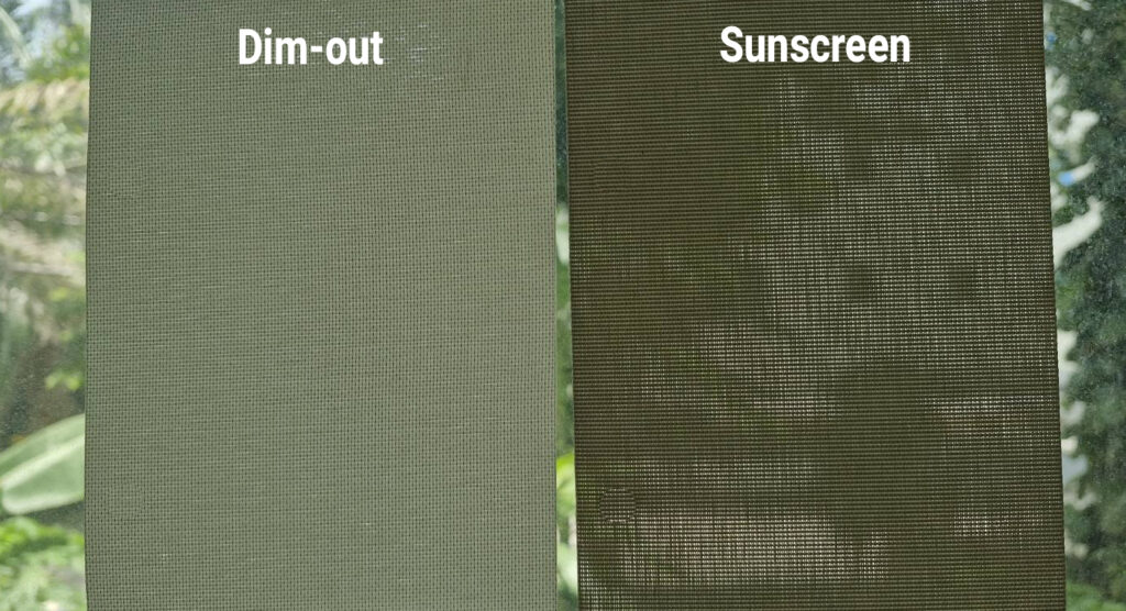 ภาพเปรียบเทียบผ้า Dim-out และ Sunscreen