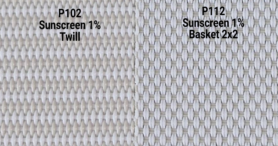ภาพเปรียบเทียบ ผ้าลาย Twill และ Basket 2x2 แสงผ่าน 1%